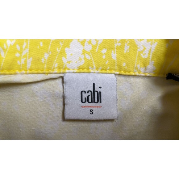 Cabi # 5160 Yellow Floral "Field Jacket" 4-Pocket Long Sleeve Button-Up Coat SM - Picture 7 of 8